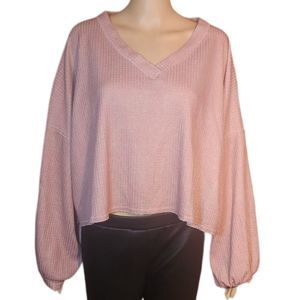 Peach Love California Shirt Cropped Dusty Rose Womens Size Medium